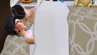 Sister Catches Her Brother Masturbating In Front Of The Computer And Sneaks Into Her Room