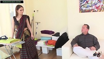 Mature Housewife'S Sari Reveals And Teases Her Shaved Pussy