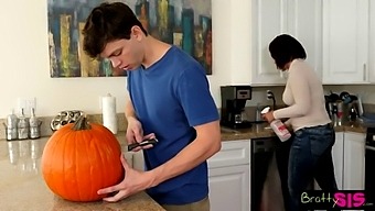 Step-Sis Discovers Step-Bro Riding A Pumpkin In Hd