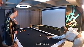 Three Hot Latinas Indulge In Some Lesbian Fun On A Pool Table