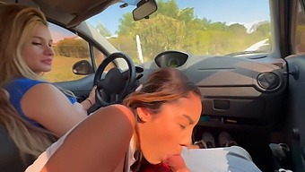 Two Babes Seduce Me In Their Car And Give Me An Intense Blowjob