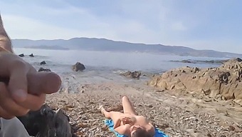 A Nudist Milf Receives A Flash From An Exhibitionist On The Beach, Leading To A Steamy Encounter With A Hot Brunette