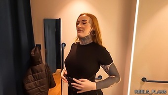 Redhead British Student Experiences Threesome In Fitting Room
