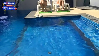 Hot College Girls Have A Pool Party With The Guys Who Clean The Pool And Then They All Have Sex.